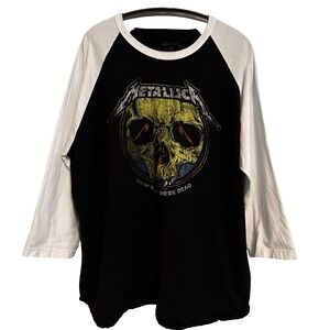 Metallica Now That We're Dead Skull Baseball T-Shirt 2X Hard Rock Distressed